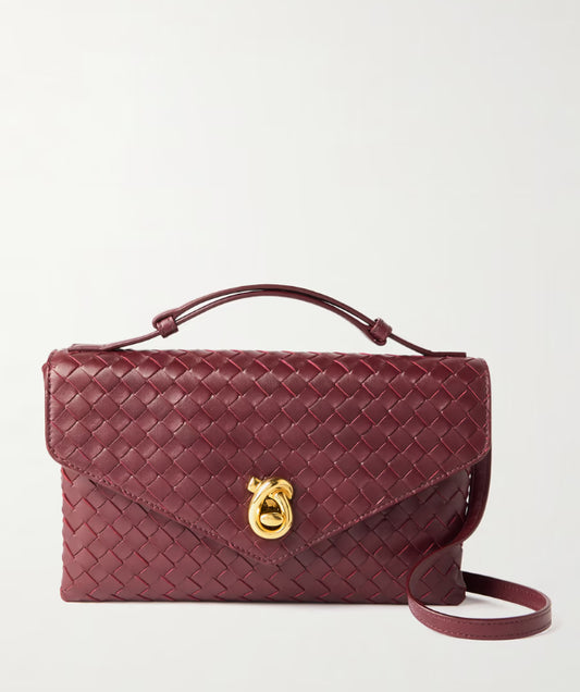 Bolsa de ombro média em couro intrecciato Knot Loc