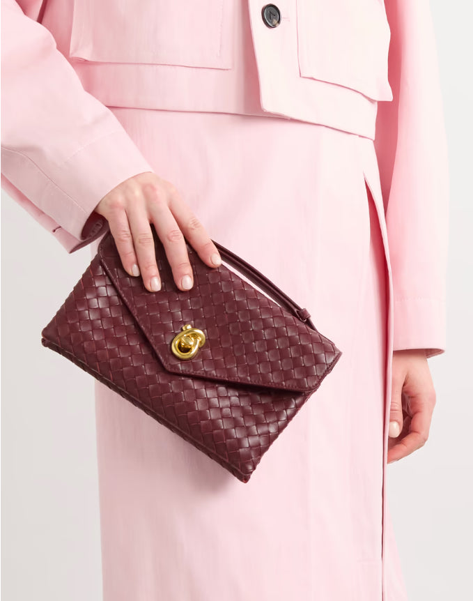Bolsa de ombro média em couro intrecciato Knot Loc