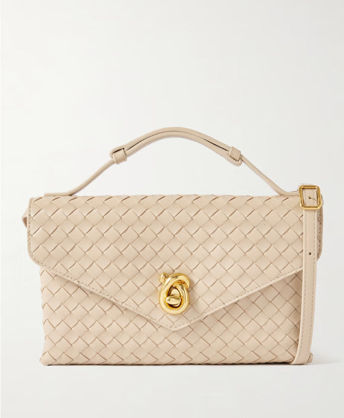 Bolsa de ombro média em couro intrecciato Knot Loc