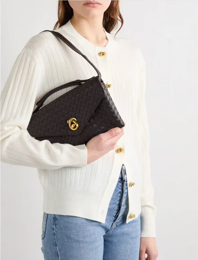 Bolsa de ombro média em couro intrecciato Knot Loc