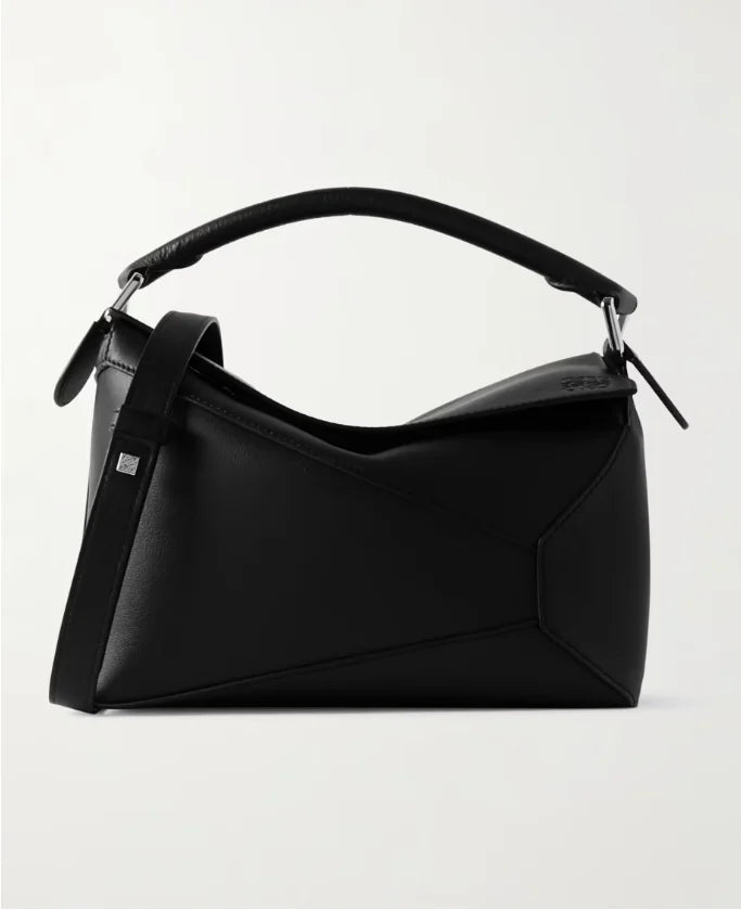 Bolsa de ombro pequena Puzzle Edge em couro texturizado