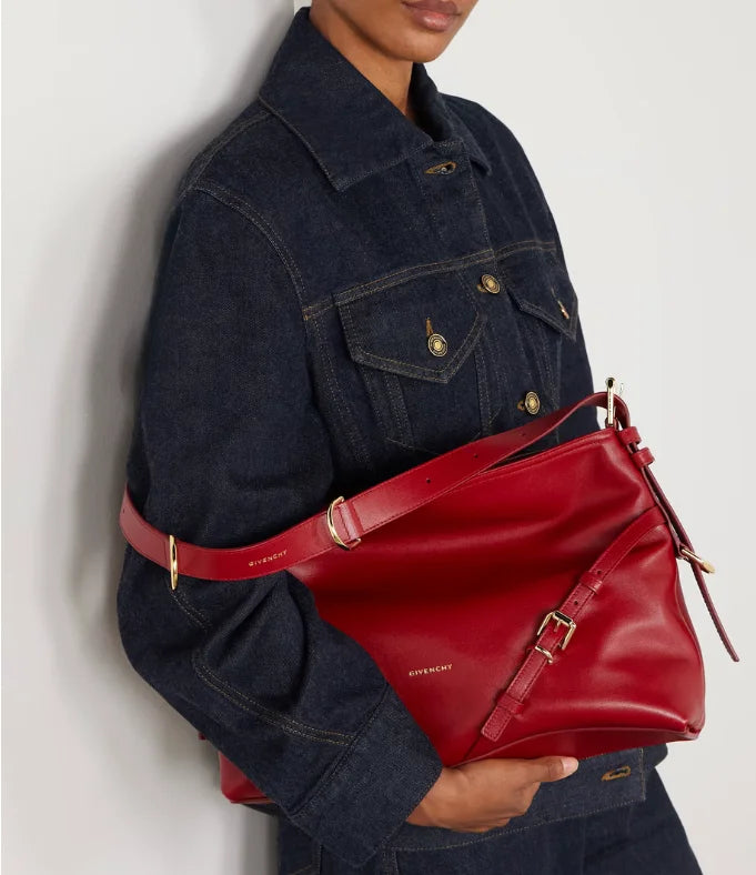 Bolsa de ombro média de couro Voyou