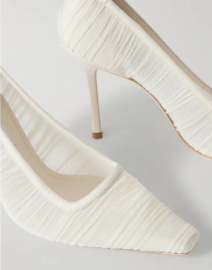 Lotta 100 Sapatos de tule com babados e acabamento em cour