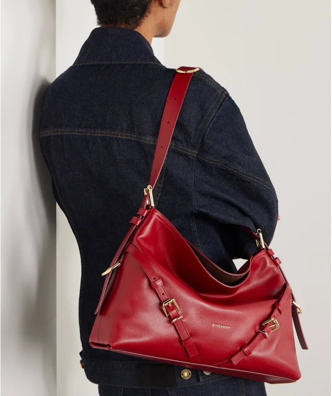 Bolsa de ombro média de couro Voyou