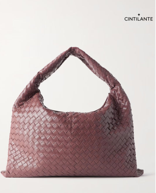 Bolsa hop grande de couro intrecciato