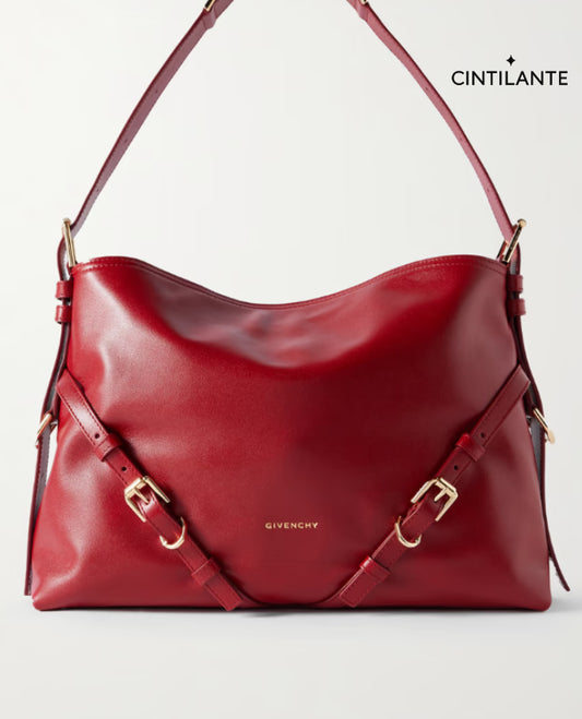 Bolsa de ombro média de couro Voyou