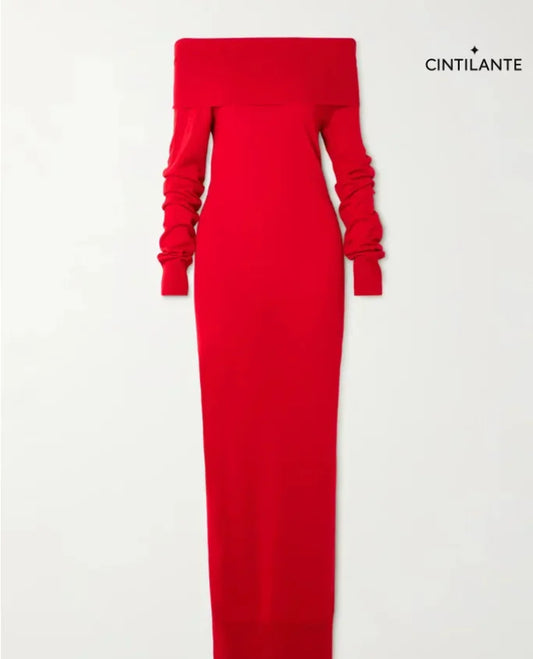Vestido midi de crepe sem alças