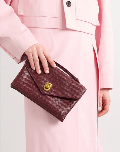 Bolsa de ombro média em couro intrecciato Knot Loc