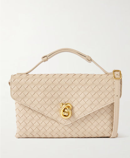 Bolsa de ombro média em couro intrecciato Knot Loc
