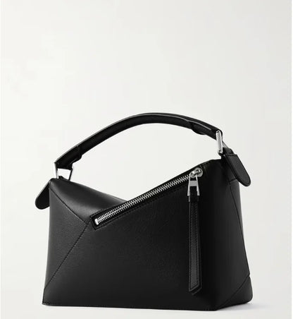 Bolsa de ombro pequena Puzzle Edge em couro texturizado