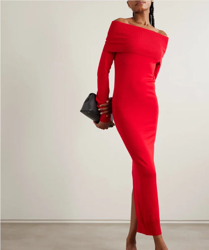 Vestido midi de crepe sem alças