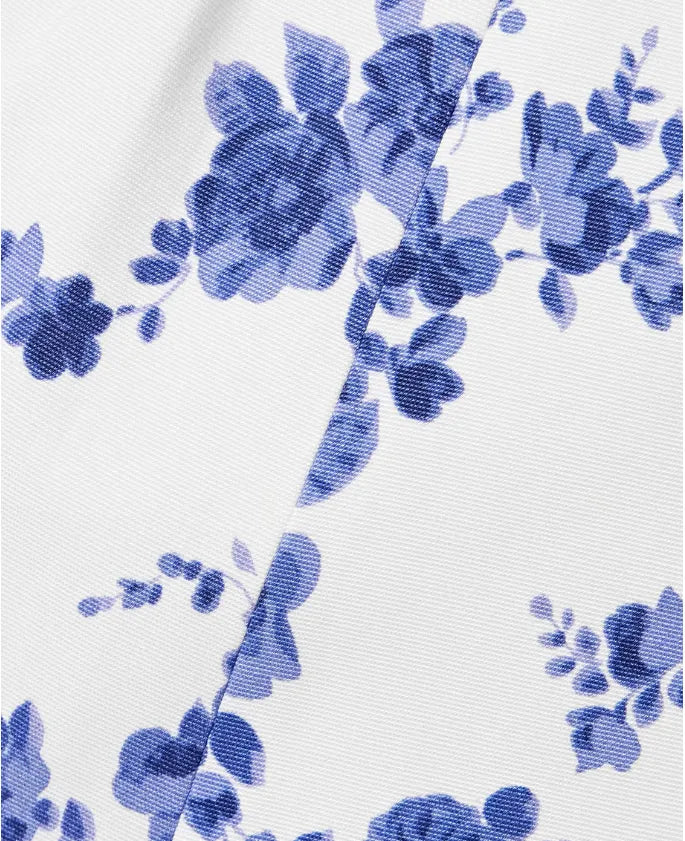 Vestido midi faille com cinto e estampa floral