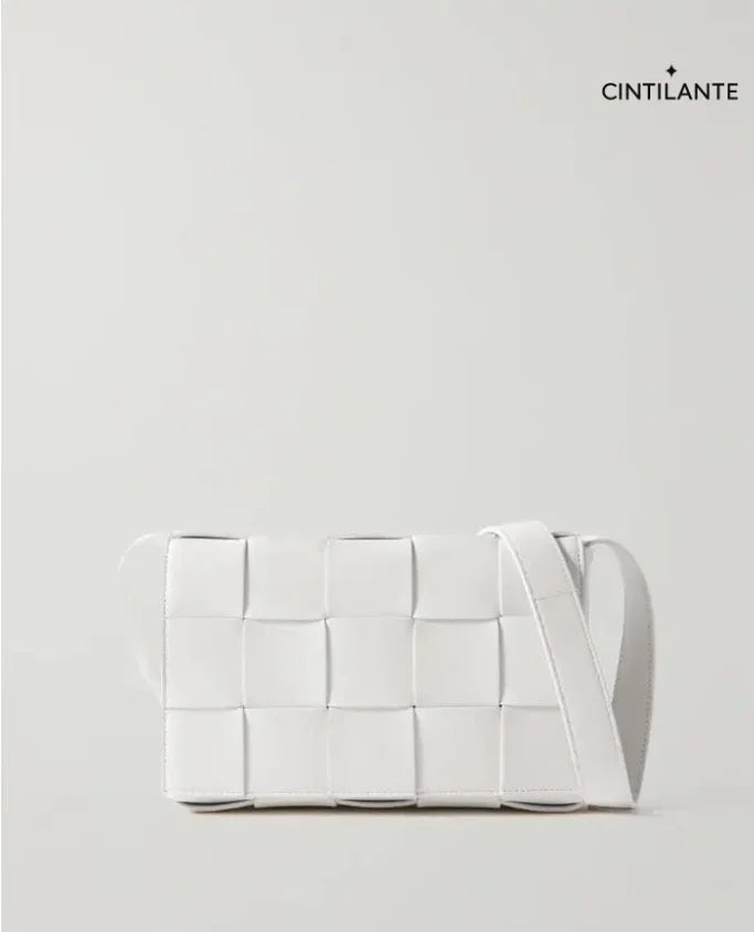 Bolsa de ombro média em couro intrecciato Cassette