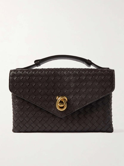 Bolsa de ombro média em couro intrecciato Knot Loc