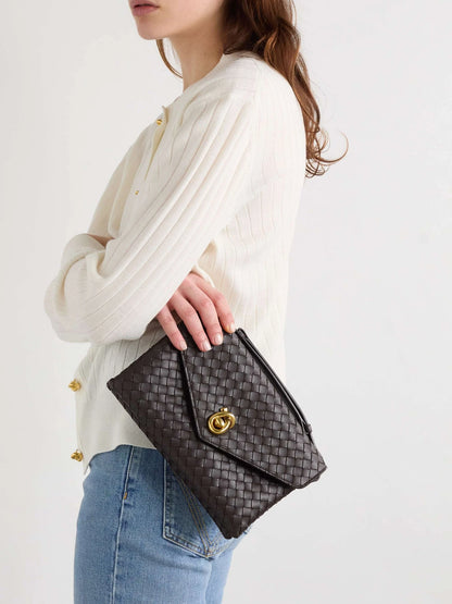 Bolsa de ombro média em couro intrecciato Knot Loc